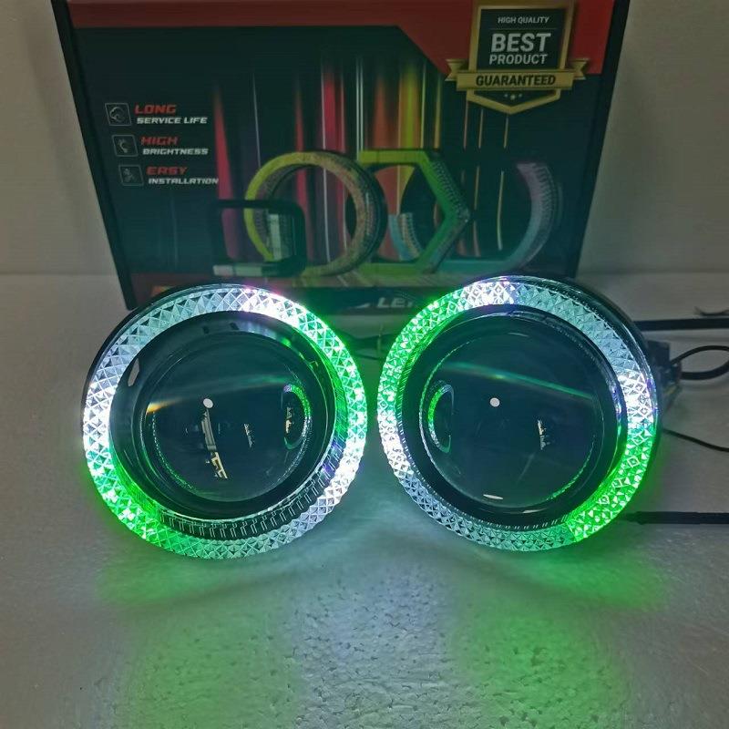 全圆形简易款5D天使眼一体罩车灯升级改装LED透镜装饰罩通用款