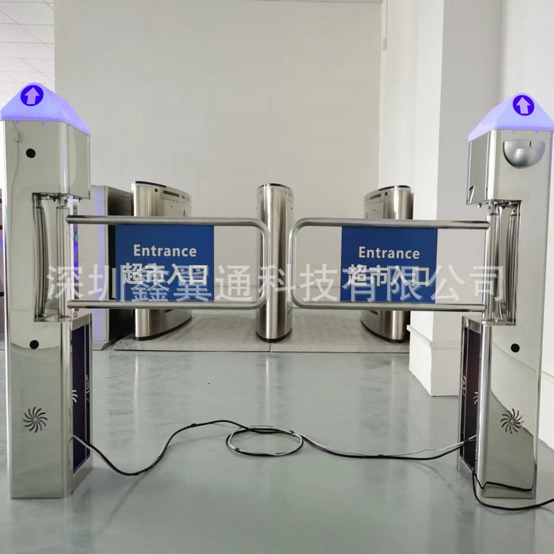 超市入门门禁摆闸雷达感应圆柱门禁闸机商场人行通道翼闸速通门