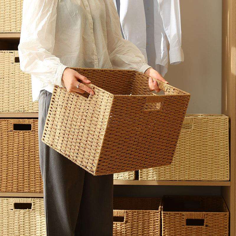 编织收纳筐格子柜衣柜橱柜茶几玄关收纳盒收纳篮收纳箱收纳框宝粒