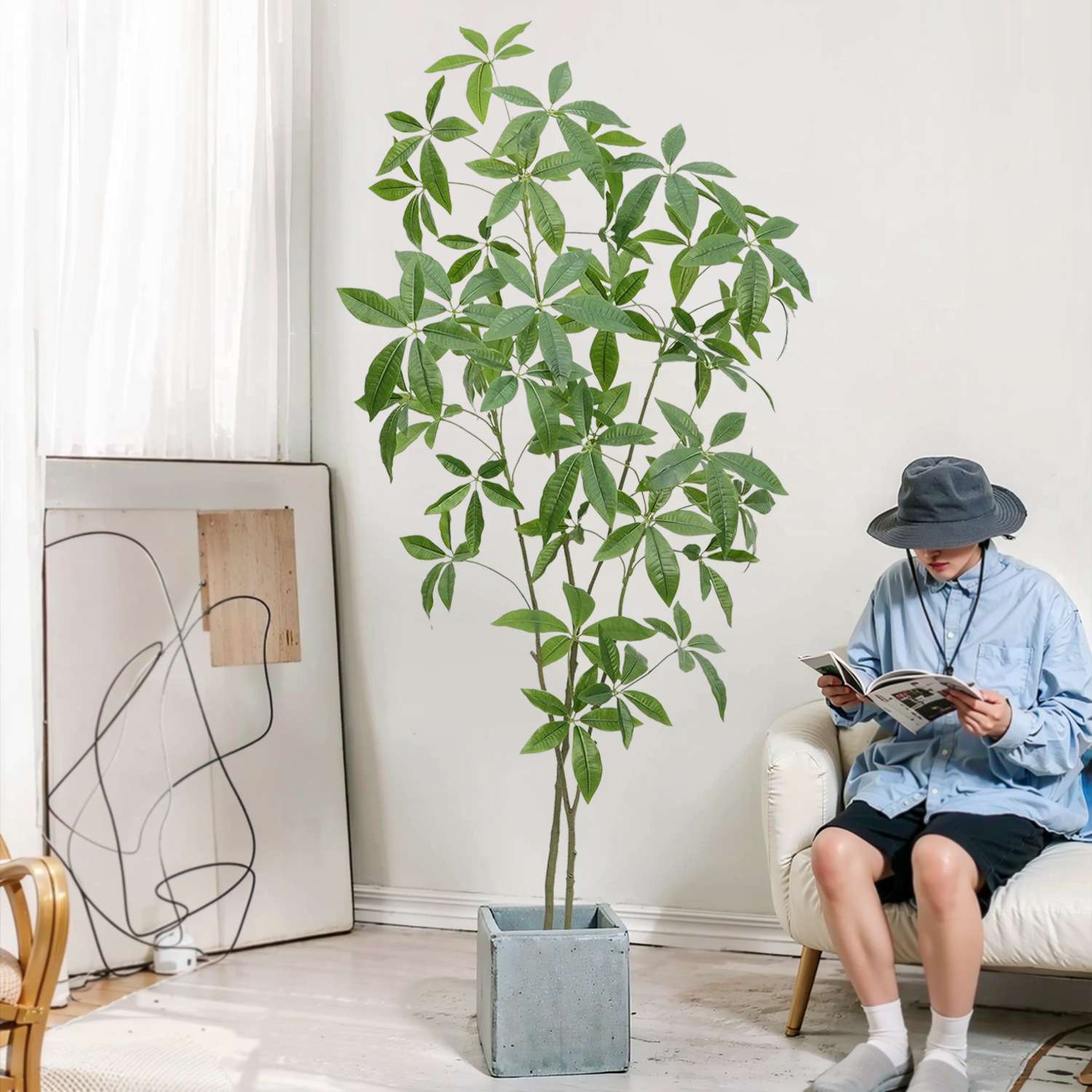仿真发财树绿植客厅室内办公室假花假树落地植物造景盆景仿真绿植