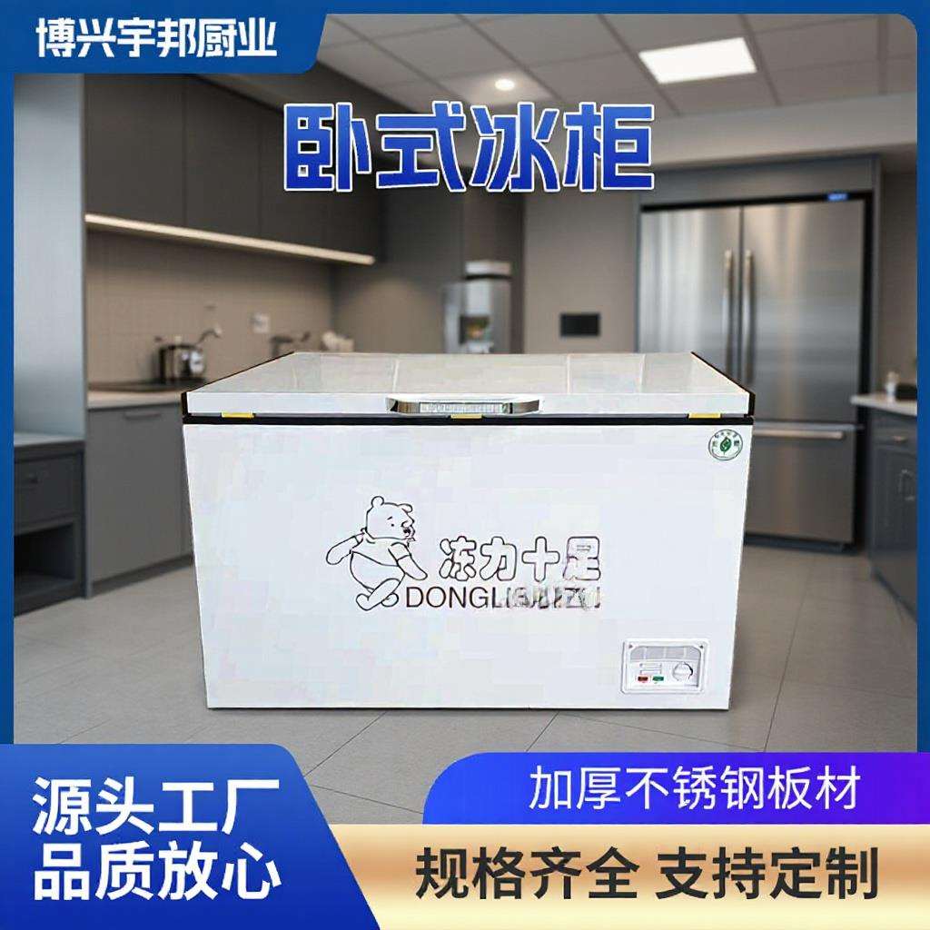 卧式冰柜商用大容量制冰机冰箱家用冷冻保鲜双温冷柜铜管制冷展示
