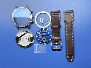 手表配件 马克飞行员 适配上海 丹东 ETA7750 机芯表壳全套蓝宝石