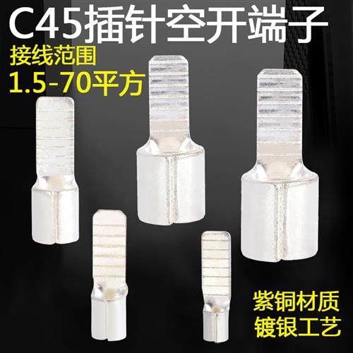 C45插针冷压接线端子紫铜镀银焊接口铜鼻子插片DZ47空开裸端头1.5,电子/电工,接线端子,淘宝优惠券,粉丝福利购,淘宝优惠卷