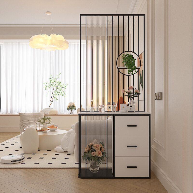 轻奢入户玻璃屏风隔断玄关柜约进门客厅遮挡置物装饰柜