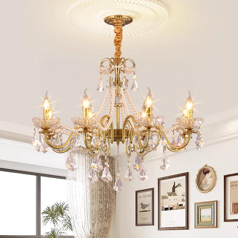 美式水晶吊灯复古法式客厅餐厅灯轻奢浪漫卧室儿童公主房中山灯具