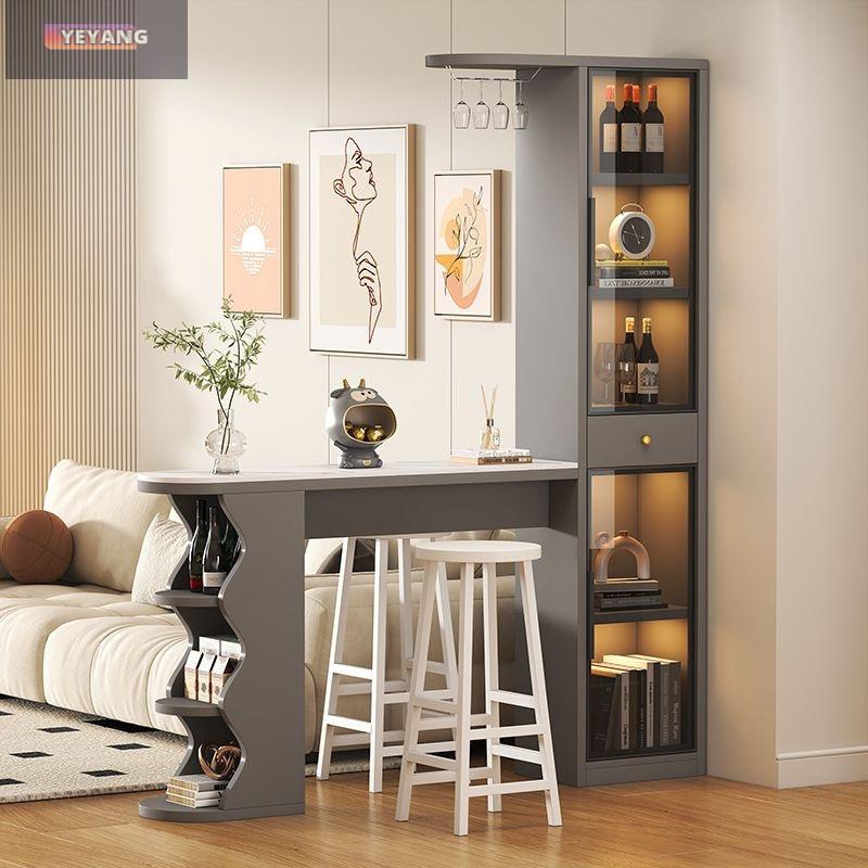 岩板奶油吧台家用客厅隔断酒柜餐边一体柜子现代靠墙简约玄关