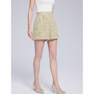 Lillo Lilly奢品高定宫廷名媛小香风日本羊毛桑蚕丝花呢高端短裤