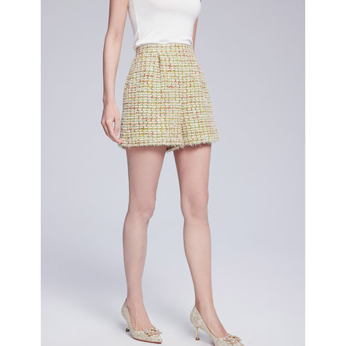 Lillo Lilly奢品高定宫廷名媛小香风日本羊毛桑蚕丝花呢高端短裤