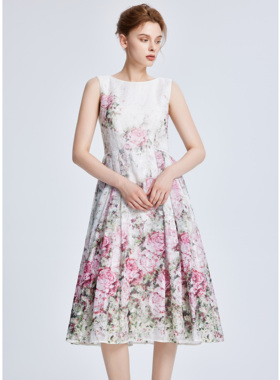 Lillo Lilly奢品高定意大利Ruffo Coli真丝提花宫廷名媛风连衣裙