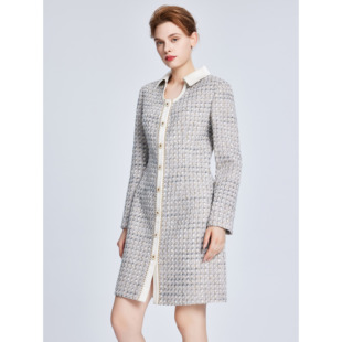 Lillo Lilly奢品高定小香风意大利Campore手工羊毛粗花呢连衣裙