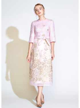 Lillo Lilly【奢品高定】意大利Ruffo Coli真丝提花林允款连衣裙