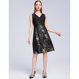 Lillo Lilly奢品高定意大利TGM真丝提花高端名媛V领连衣裙定制