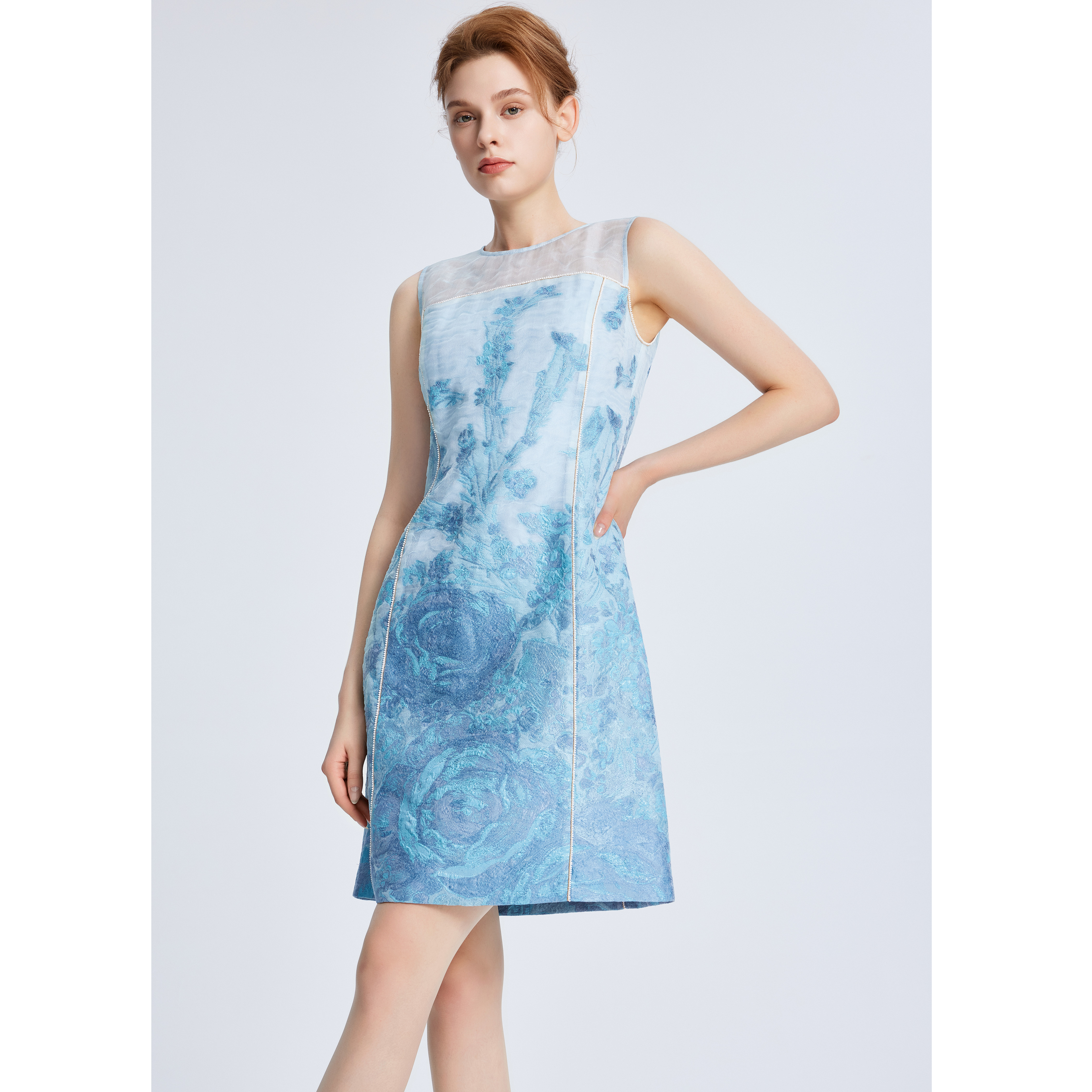 Lillo Lilly奢品高定意大利Ruffo Coli真丝提花法式名媛风连衣裙