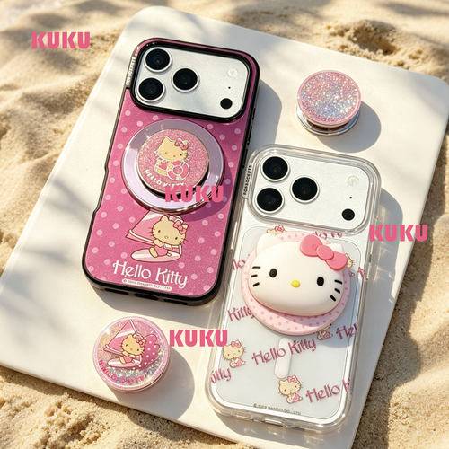 热辣甜心kt适用苹果手机壳18promax可爱iphone17pro粉棕甜夏15防摔13/14保护套桌面气囊日晒变色磁吸支架