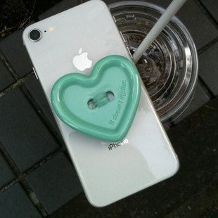 KK23纽扣大爱心粘贴气囊手机支架薄荷绿心形替换帽语录泡泡pps
