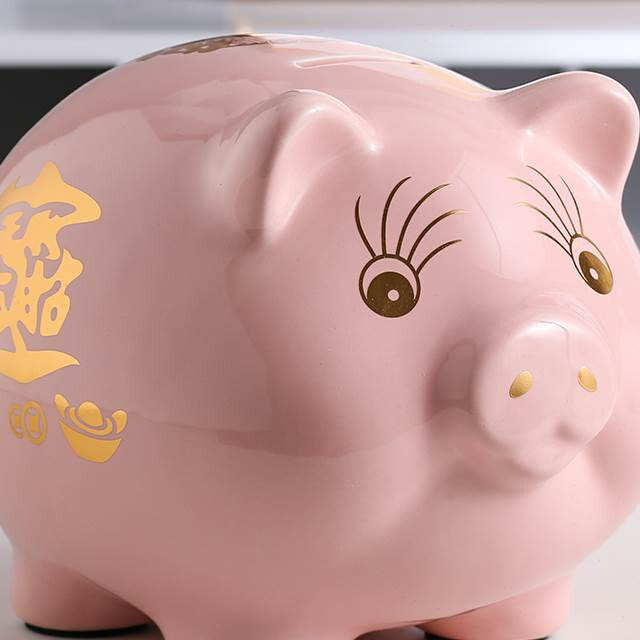 陶瓷存猪金钱罐创意儿童存钱筒卡通可爱存钱筒大出量只进不容可取