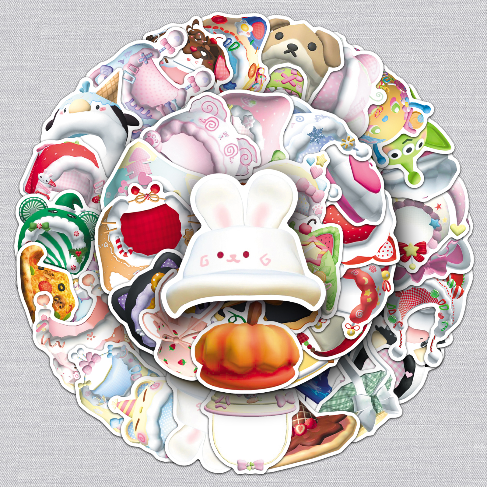 100张可爱帽子卡通小清新创意个性趣味装饰贴纸充电宝手机壳贴纸