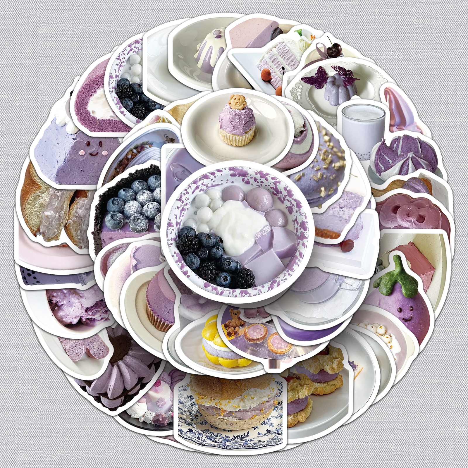 100张芋泥甜点ins风美食系列创意装饰贴纸咕卡手账素材趣味贴纸