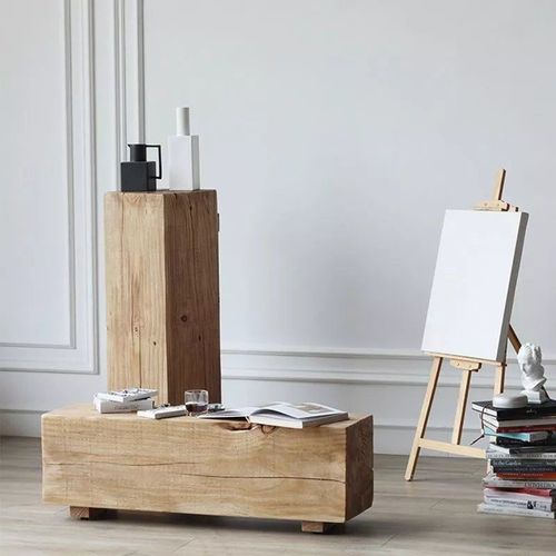 北欧纯实木长凳木墩民宿服装店休闲换鞋凳子侘寂风长方形原木茶几