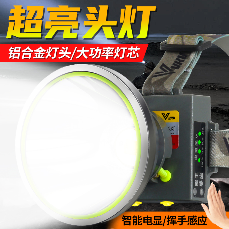 头灯强光超亮充i电感应钓鱼专用续航超长户外照明头戴式手电筒矿