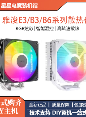 雅浚E3 E6 E2塔式白色RGB风冷台式机电脑CPU散热器六铜管雅俊