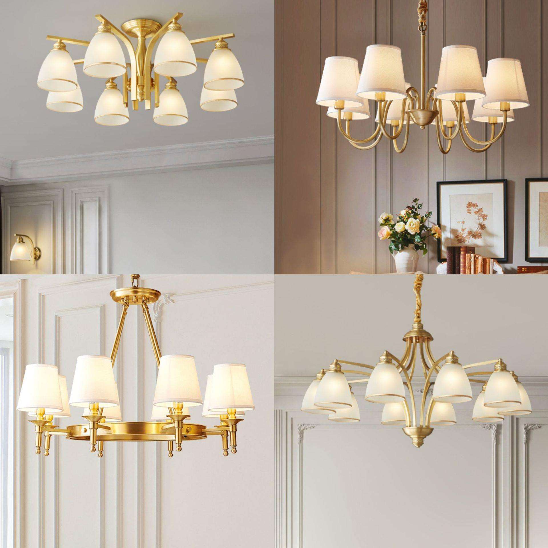 欧式全铜吊灯客厅轻奢现代大气布艺卧室餐厅法式别墅全铜艺术吊灯