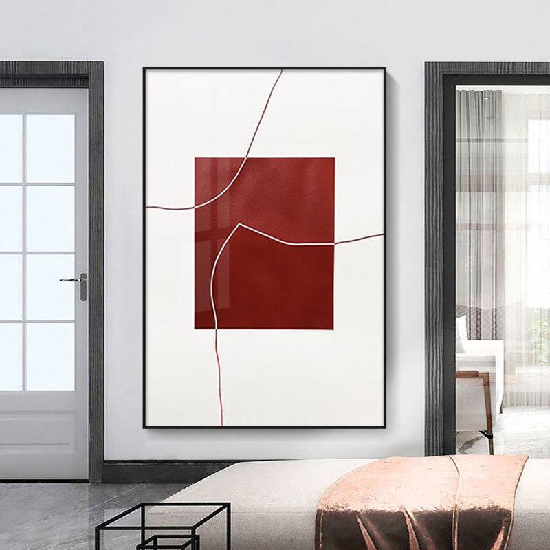 现代简约玄关装饰画抽象沙发挂画色块线条大幅落地客厅壁画卧室画