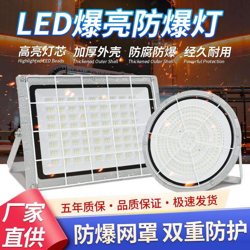 亚明工业防爆灯LED仓库厂房加油站灯50W带网罩隔爆型免维护照明灯