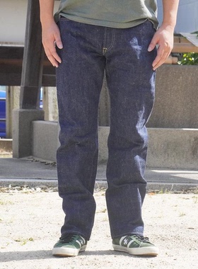日本SAMURAI JEANS武士 S500AX-INDAI 原色赤耳修身直筒牛仔长裤