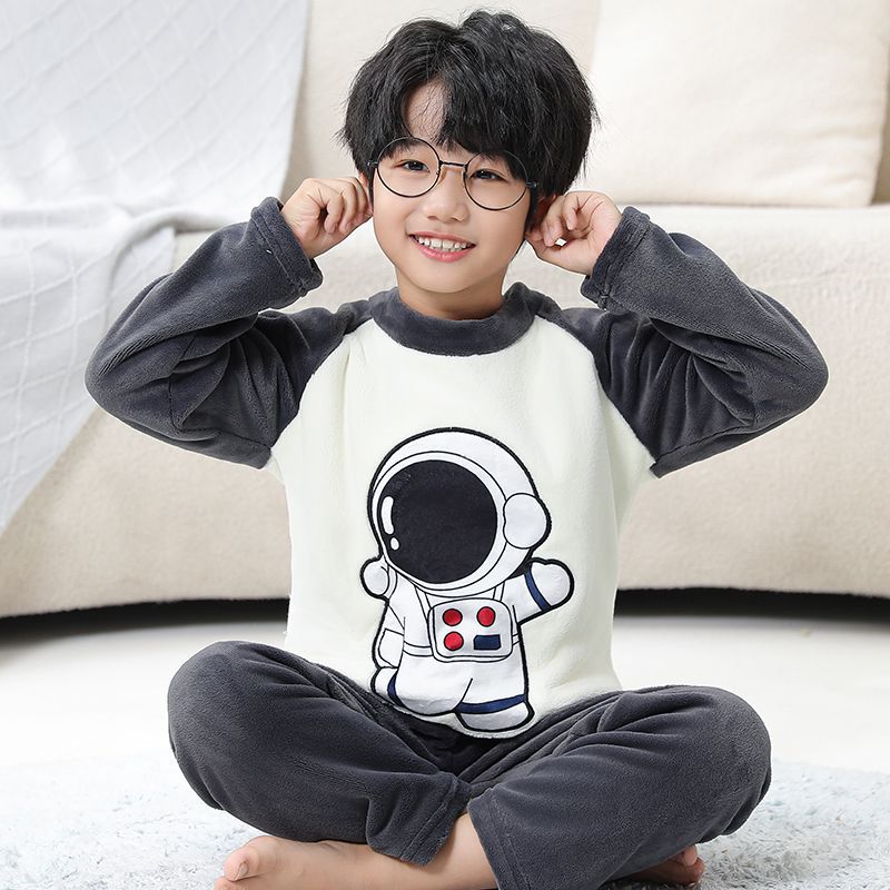 儿童珊瑚绒睡衣男童加厚冬季