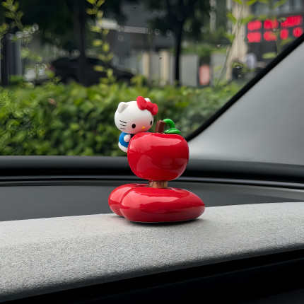 正版HelloKitty红苹果车载转转乐摆件旋转凯蒂猫创意桌面装饰品
