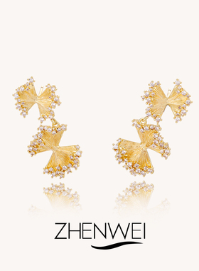 ZHENWEI/甄薇  法式轻奢蝴蝶结耳钉女小众个性高级感精致时尚耳饰