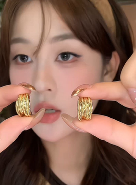 ZHENWEI/甄薇  法式复古多层不规则C圈耳钉女小众个性高级感耳饰