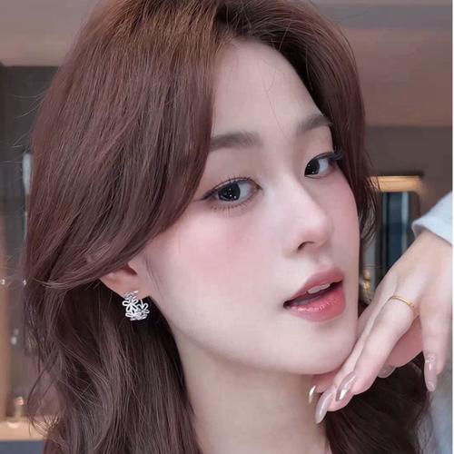 法式甜美蕾丝花朵耳钉女