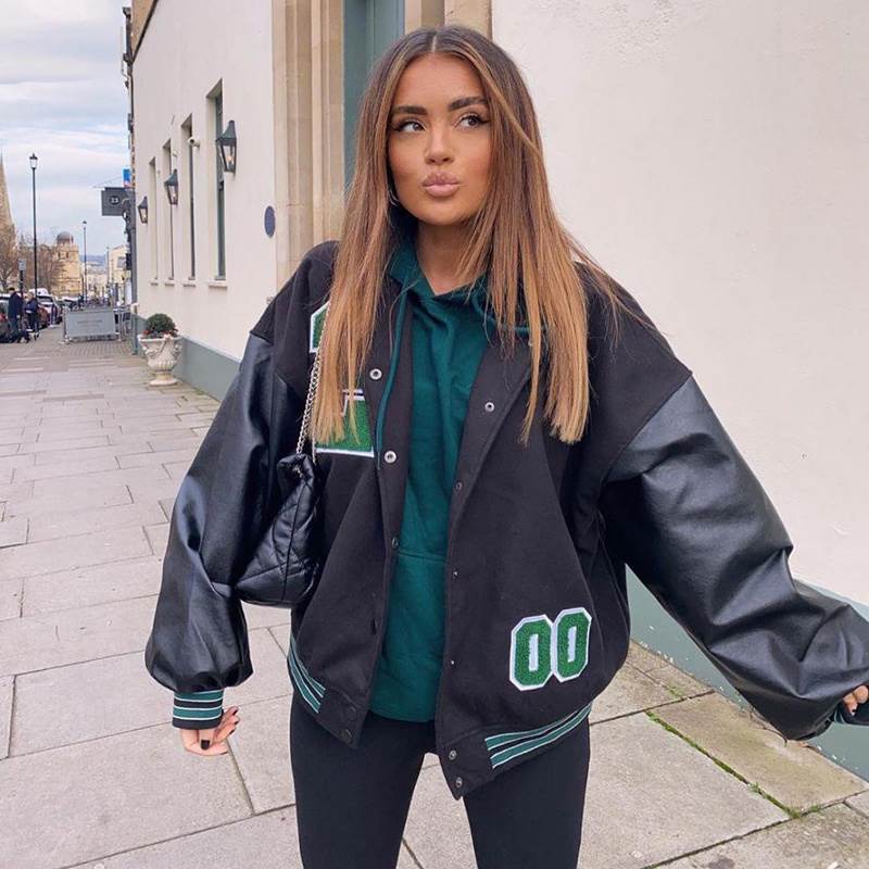 Baseball Jackets Women High Street Loose Jacket Coat Oversiz