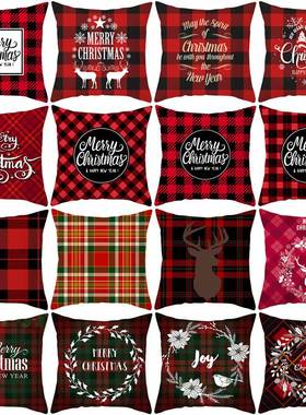 Christmas Pillow Cover Red Deer Head Cushion Cover