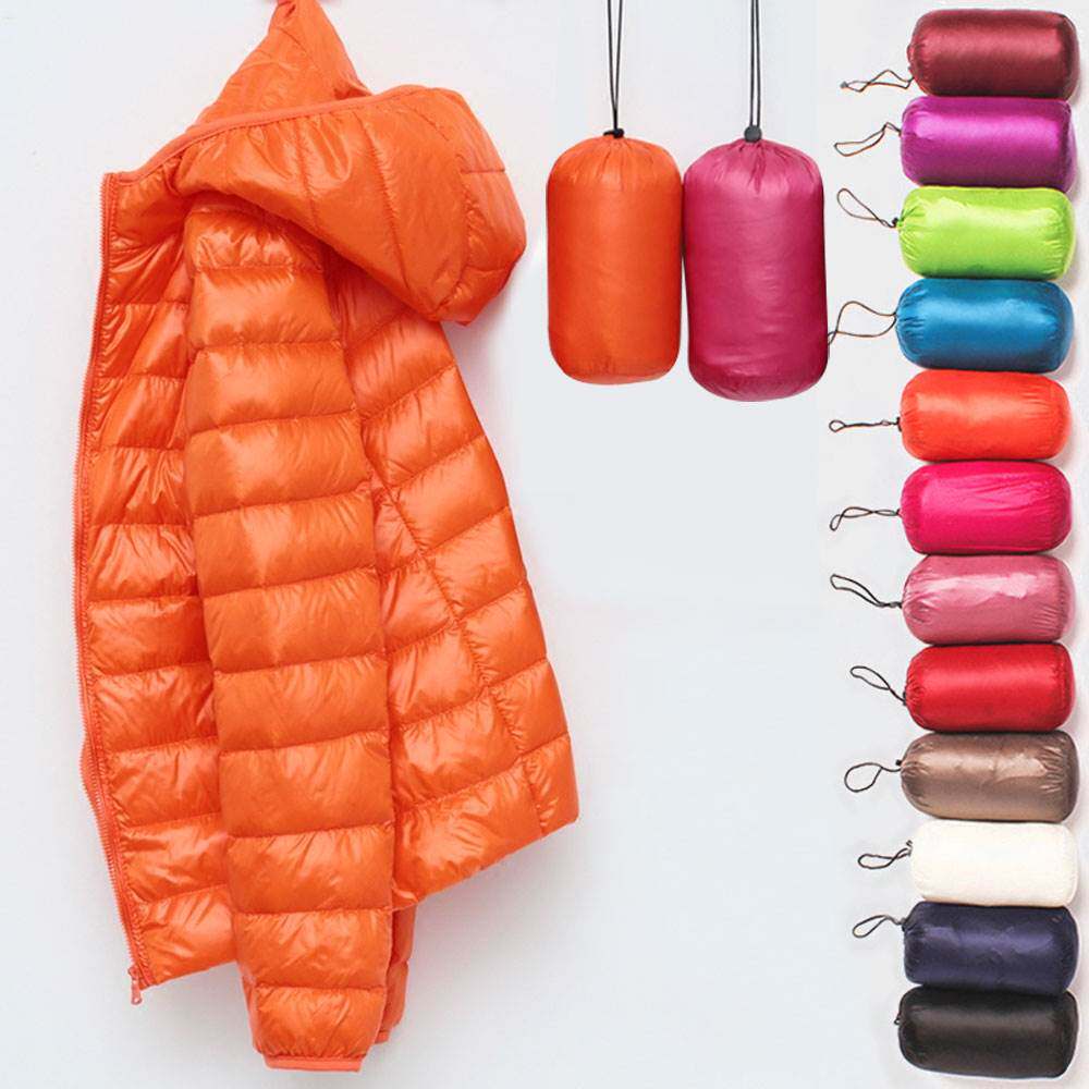 Winter Women Ultralight Thin Down Jacket 轻薄连帽女式羽绒服