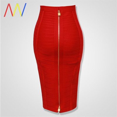 Ladies Sexy Zipper black Bandage Skirt Women Pencil Skirts