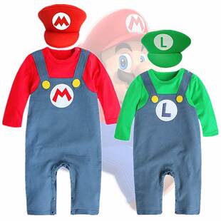 0-2Y baby Toddler Mario Halloween Costume Game Cosplay Suit