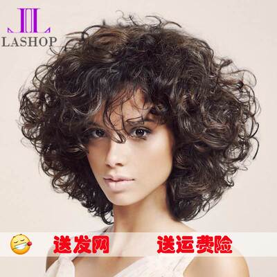 Europe ladies short hair caps hair party curls wigs set 假发