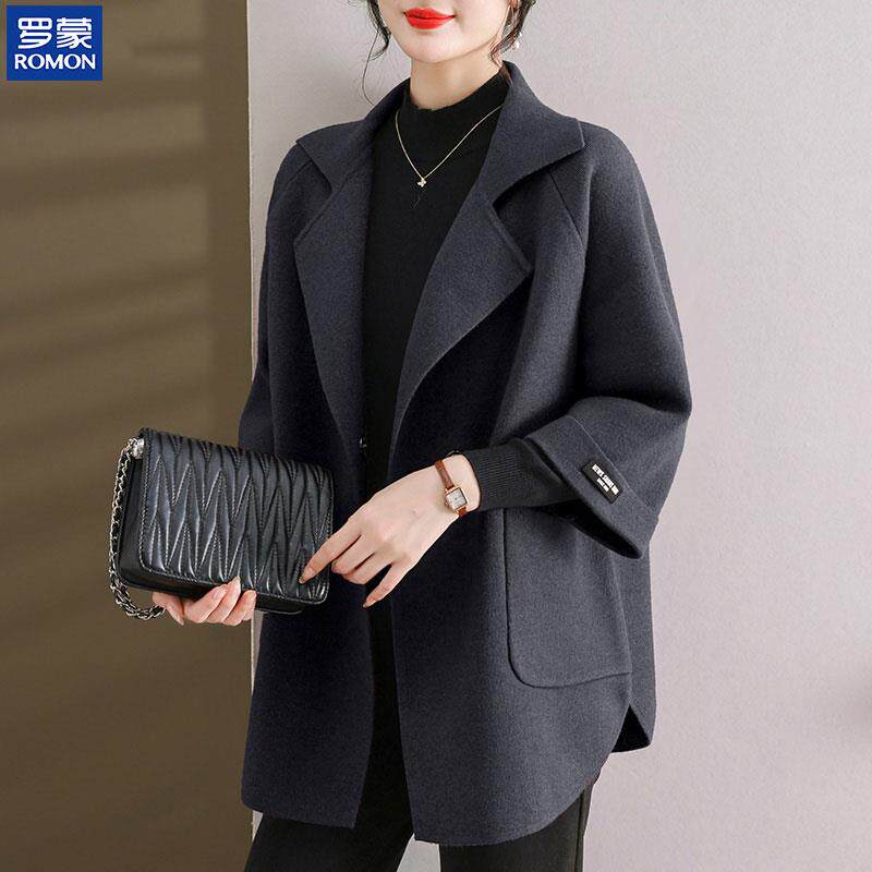 罗蒙中年妈妈春秋毛呢外套2026新款40岁50中老年女秋冬双面呢大衣