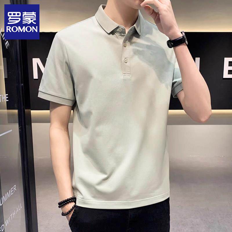 罗蒙翻领男士短袖t恤2026夏季薄款纯色polo衫半袖高档男人上衣服