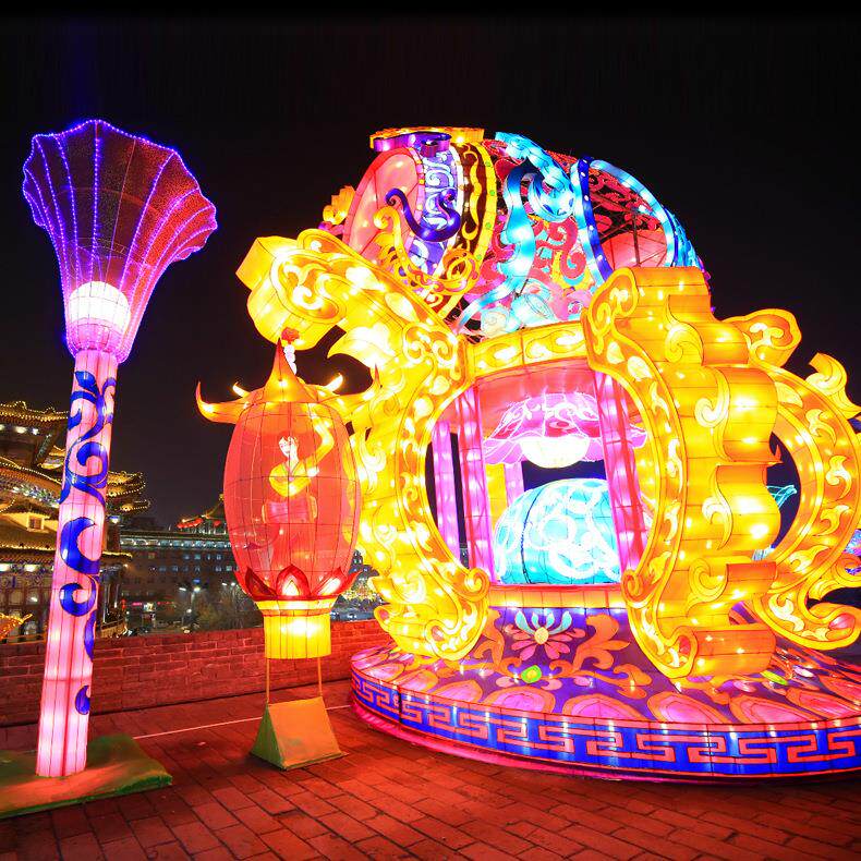 上海景观美陈人物花灯展活动制作生产公司|春节主题花灯搭建设计