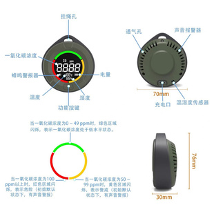 户外露营柴火炉 一氧化碳检测仪报警器测小菲空气检测帐篷房车冬季