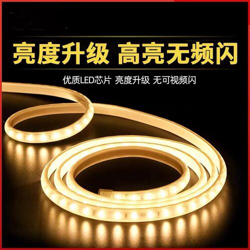 家用灯带ledi客厅吊顶装饰贴片灯条三色变光超亮线灯防水灯带220V