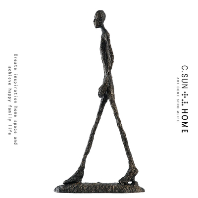 贾克梅蒂抽象雕塑人物p艺术铁艺摆件软装饰品样板间售楼部艺术摆