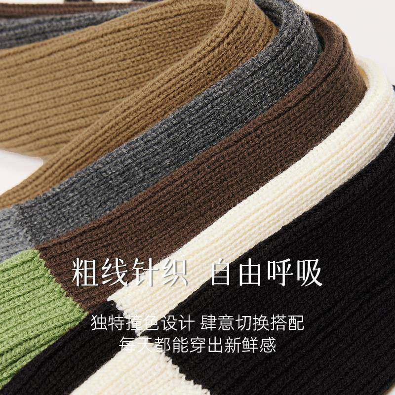 文化2亚k拼色针织袜套秋长筒冬小腿袜堆M23383堆袜日系jk纽扣毛线