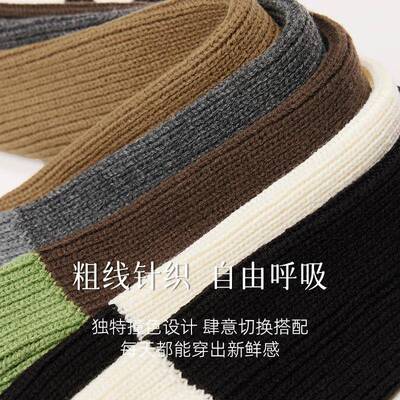 文化2亚k拼色针织袜套秋长筒冬小腿袜堆M23383堆袜日系jk纽扣毛线
