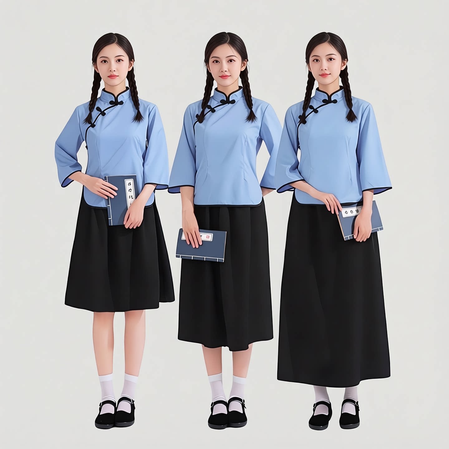 民国风女装学生中山装男五四青年装表演服大合唱舞台团体演出套装图片