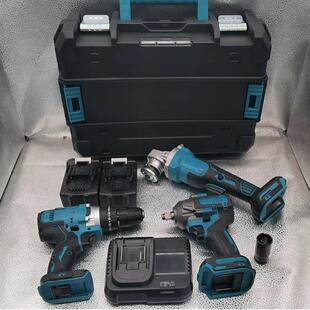 外贸三件套大功率无刷125mm角磨机锂电扳手350nm锂电冲击电钻10mm